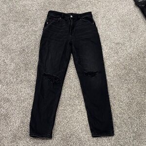 American Eagle Outfitters Black Distressed Straight Leg Jeans